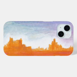 キャニオンランドスケープオレンジブルー絵画抽象芸術ズアート iPhone 15ケース