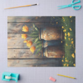 キャニスターズ素朴アートデクページの黄色いチューリップ 薄葉紙 (クラフト)