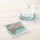 キャニステッキ，楽しいクリスマス，季節の挨拶，フューズ ガラスコースター (アングル)