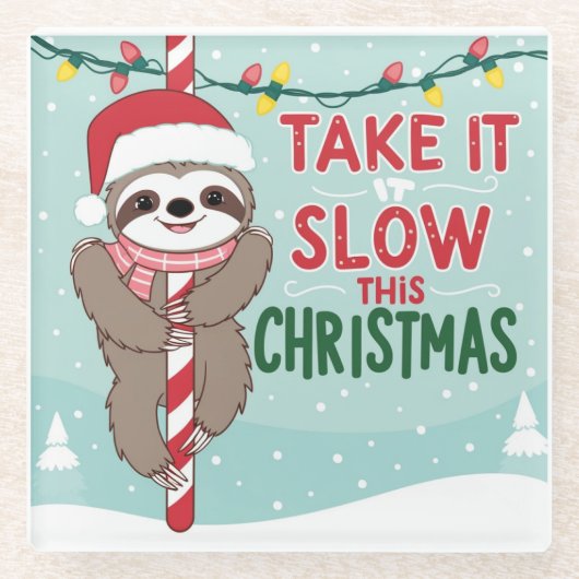 キャニステッキ，楽しいクリスマス，季節の挨拶，フューズ ガラスコースター (正面)