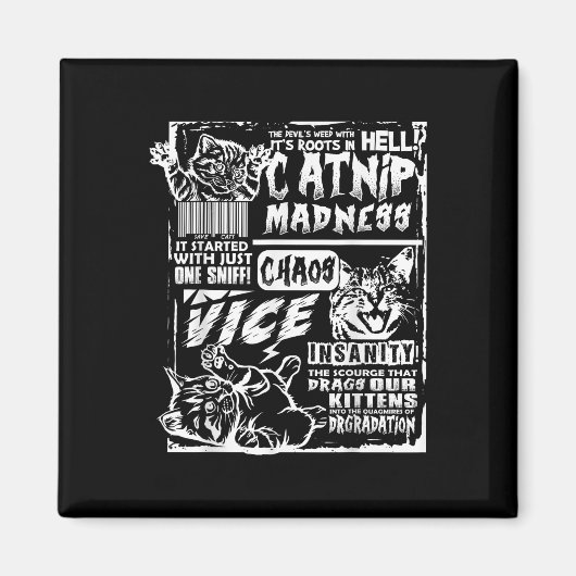 キャニップおもしろい狂気キャットギフト猫好きキャットD マグネット (正面)