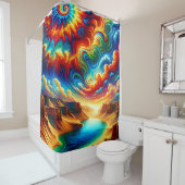 "キャニョサイケデリックンランドスケープ鮮やか- Surreal Ar シャワーカーテン (インサイチュ)
