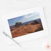 キャニョンランズ国立公園の赤い岩の木 長方形シール (封筒)