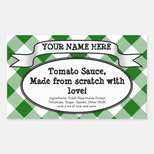 キャニングパーソナライズされたジャールラベル、グリーンジンジャムジャム 長方形シール (正面)