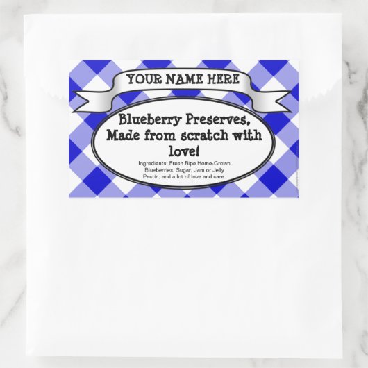 キャニングパーソナライズされたジャールラベル、ブルーギンガムジャム 長方形シール (バッグ)