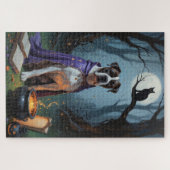キャネコルソ犬のウィズミカルハロウィンペイント絵画 ジグソーパズル (横)
