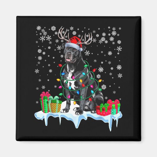キャネコルソ クリスマス サンタ帽子 トナカイ パジャマ 犬 マグネット (正面)