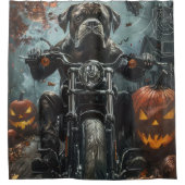 キャネコルソ バイクに乗る ハロウィーン 怖い シャワーカーテン (正面)