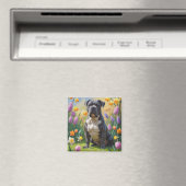 キャネコルソ 犬 春の花 絵画 マグネット (インサイチュ (食洗機))