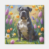 キャネコルソ 犬 春の花 絵画 マグネット (正面)