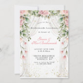 キャノピーピンク花模様ブリデスメイドランチョン招待状 (正面)