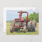 キャノピー付きの古いデュアルホイールトラクター ポストカード (正面/裏面)