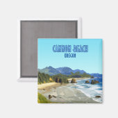 キャノンビーチオレゴン海岸ヴィンテージ マグネット (正面/裏面)