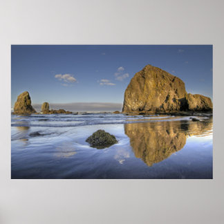 キャノンビーチLow Tide Oregon Pacific Poster ポスター