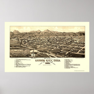 キャノン都市、COのパノラマ式の地図- 1882年 ポスター