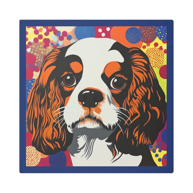 キャバお洒落リエスパニエル犬アート メタルプリント (正面)