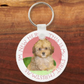 キャバションの子犬の最初のクリスマス キーホルダー (正面)