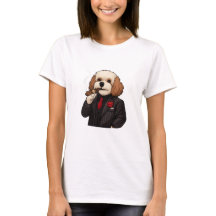 キャバプードン - おもしろマフィア犬の女性用Tシャツ