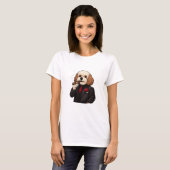 キャバプードン - おもしろマフィア犬の女性用Tシャツ Tシャツ (正面フル)