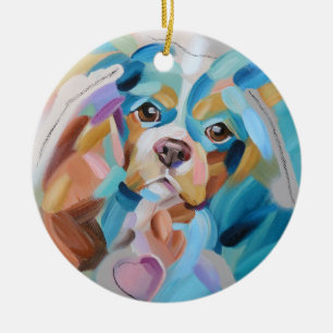 キャバリアキングチャールズスパニエル犬クリスマス装飾品 セラミックオーナメント