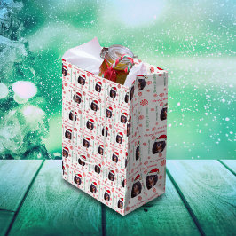 キャバリアクリスマスサンタギフトバッグ ミディアムペーパーバッグ