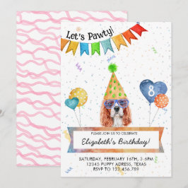 キャバリアスパニエルがパーティーを開く 犬 誕生日パーティー 招待状