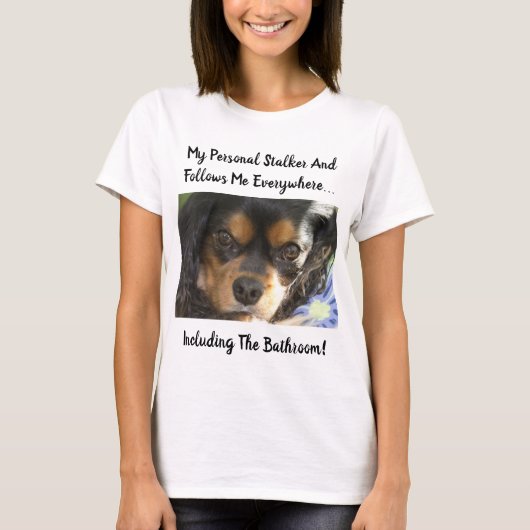 キャバリア・キング・チャールズ・スパニエルの目 個人スターカー Tシャツ (正面)