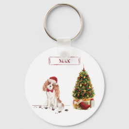 キャバリア・キング・チャールズ・スパニエル クリスマスの犬の面白いデザイン キーホルダー