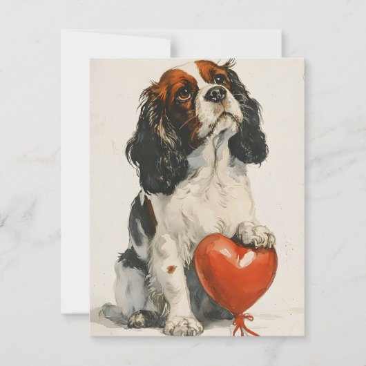 キャバリア・キング・チャールズ・スパニエル バレンタインデー シーズンカード (正面)