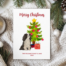 キャバリア・キング・チャールズ・スパニエル 犬の家族のクリスマス シーズンカード