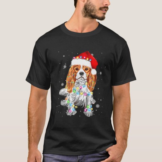 キャバリア・キング・チャールズ・スパニエル 犬 面白い クリスマス Tシャツ (正面)
