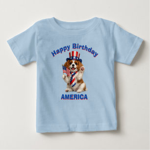 キャバリア スパニエル 子犬 (2d) 愛国少年 Tシャツ