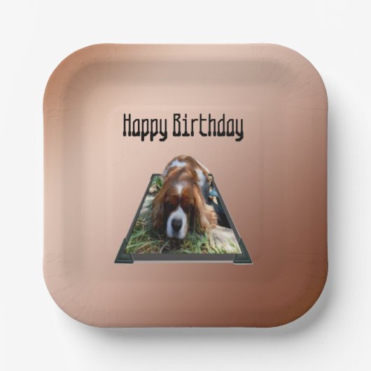 キャバリエスパニエル犬ポポプアウトアート ペーパープレート (正面)