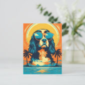 キャバリエールキングチャールズスパニエル犬サングラス ポストカード (スタンド正面)