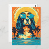 キャバリエールキングチャールズスパニエル犬サングラス ポストカード (正面/裏面)