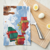 キャバリエールキングチャールズスパニエル犬スノーとクリスマス キッチンタオル (四つ折り)