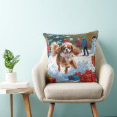 キャバリエールキングチャールズスパニエル犬スノーとクリスマス クッション (椅子)