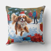 キャバリエールキングチャールズスパニエル犬スノーとクリスマス クッション (裏面)