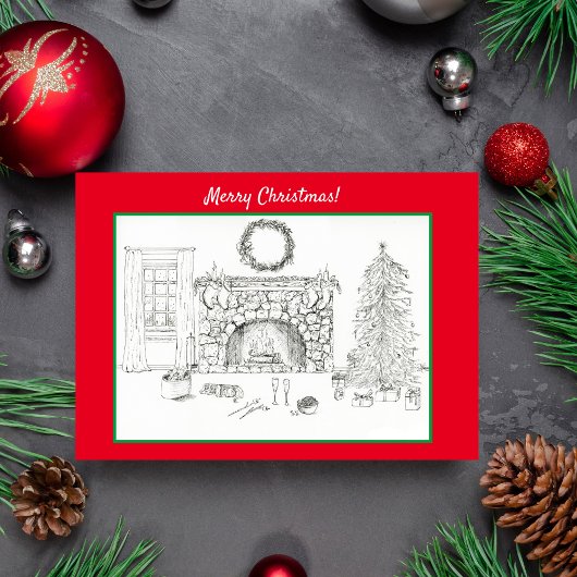 キャバリエ付きメリークリスマスコージーリビングルーム カード