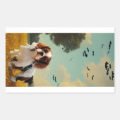 キャバリヤキングチャールズスパニエル犬ハロウィーンAI 長方形シール (正面)
