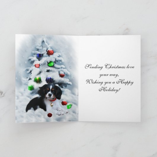 キャバリヤーキングチャールズスパニエル犬クリスマスギフト シーズンカード (内部)
