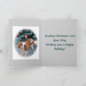 キャバリヤーキングチャールズスパニエル犬クリスマスギフト シーズンカード (内部)