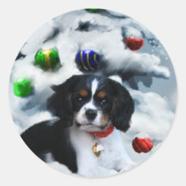 キャバリヤーキングチャールズスパニエル犬クリスマスギフト ラウンドシール