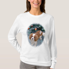 キャバリヤーキングチャールズスパニエル犬クリスマスギフト Tシャツ