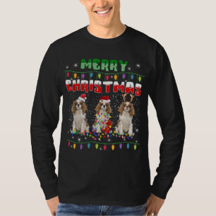 キャバリヤーキングチャールズスパニエル犬クリスマスライトドッグ Tシャツ