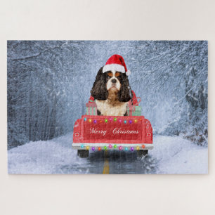キャバリヤーキングチャールズスパニエル犬ドッグスノースクリスマス ジグソーパズル