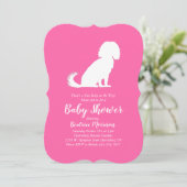 キャバリヤーキングチャールズスパニエル犬ドッグベイビーシャワーガール 招待状 (スタンド正面)