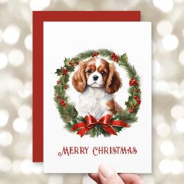 キャバリヤーキングチャールズスパニエル犬ドッグラバークリスマス シーズンカード