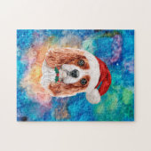 キャバリヤーキングチャールズスパニエル犬ブリードドッグクリスマス ジグソーパズル (横)