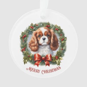 キャバリヤーキングチャールズ犬の子犬の名前クリスマス オーナメント